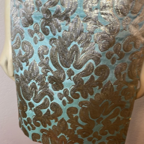 express /j crew curated outfit y2k late 90’s early 2000 tube top and skirt gold - Picture 2 of 6